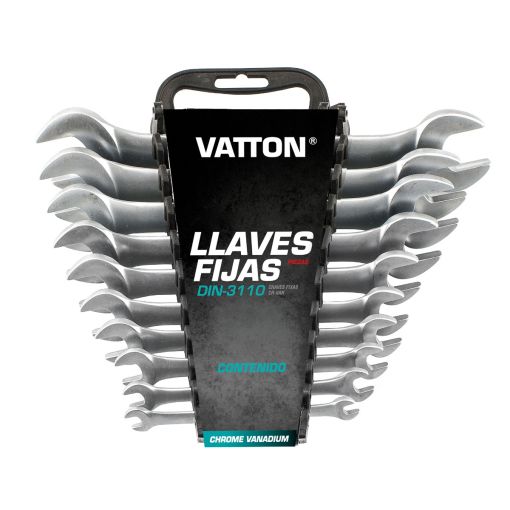 JUEGO LLAVE FIJA VATTON CROMO VANADIO DIN-3110 10 PIEZAS