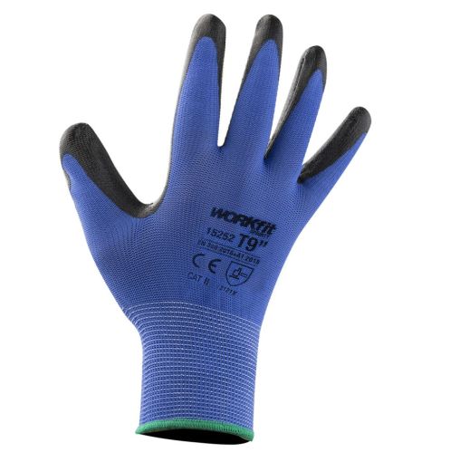 GUANTE NITRILO NYLON WORKFIT AZUL/NEGRO TALLA 7