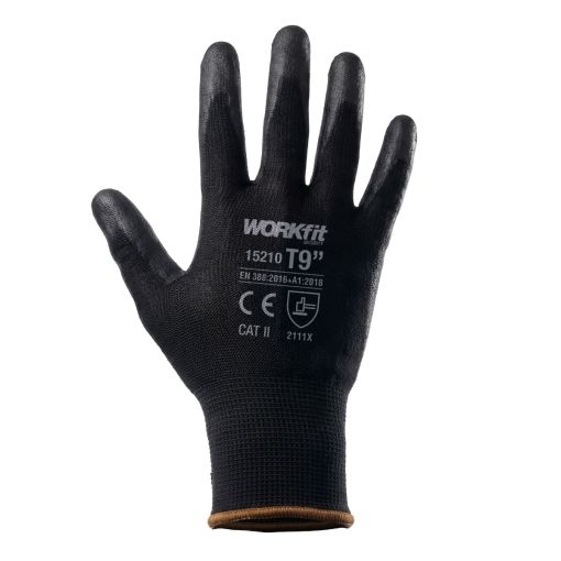 GUANTE POLIURETANO POLIÉSTER WORKFIT NEGRO TALLA 8