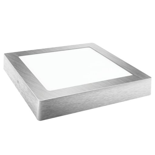 DOWNLIGHT LED SUPERFICIE CUADRADO PLATA MATEL 24W FRÍA