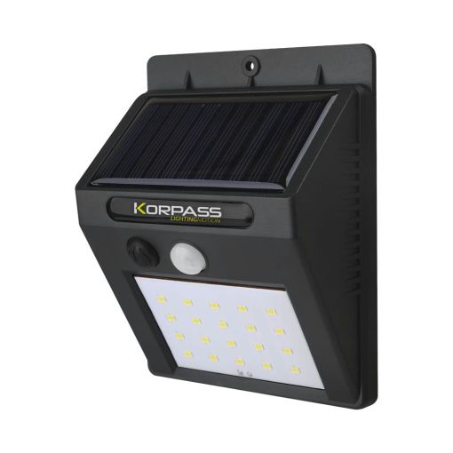 APLIQUE SOLAR LED KORPASS CON SENSOR 3W LUZ FRÍA