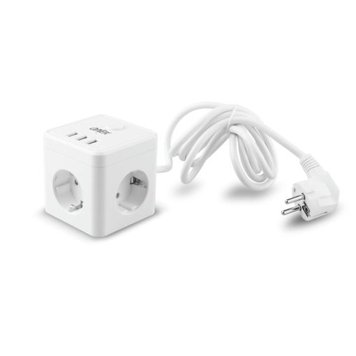 POWERCUBE 10A 3 TOMAS + 3USB ONLEX CABLE 1,5M BLANCO