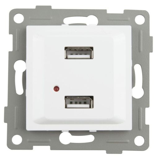 S-EMPOTRAR USB DOBLE ONLEX BLANCO 2.1A 250V