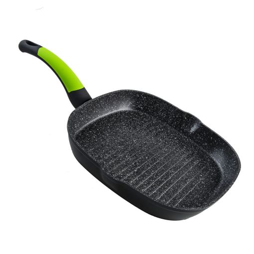 GRILL ALUMINIO F. ECOLÓGICO SUPERFICIE RAYADA PIEDRA 28CM