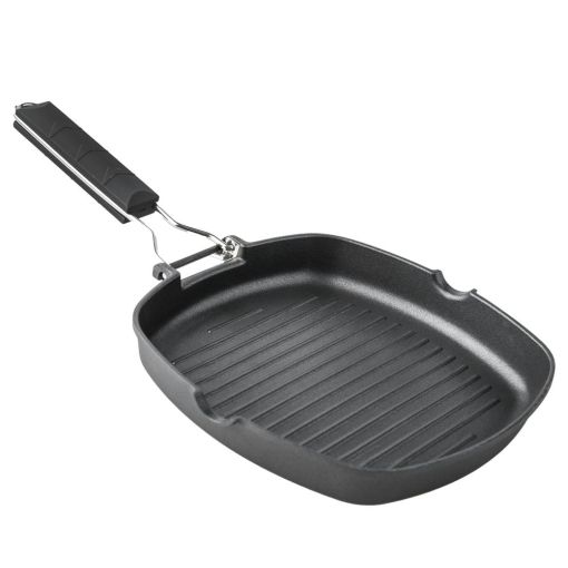 GRILL ALUMINIO FUNDIDO MANGO ABATIBLE SUPERFICIE RAYADA XYLAN 24CM