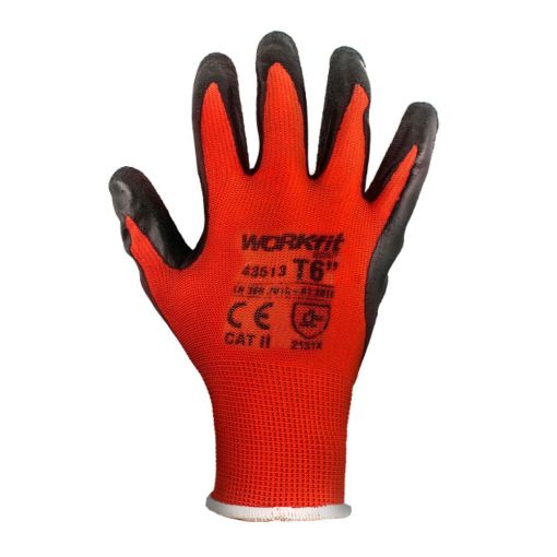 GUANTE LÁTEX POLIÉSTER WORKFIT ROJO/NEGRO TALLA 9