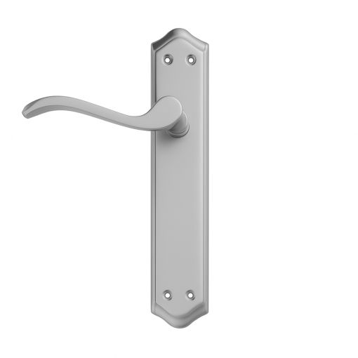 MANILLA CURVA CON PLACA NÍQUEL SATÍN ALUMINIO HIERRO