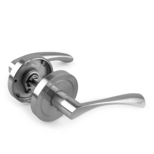 MANILLA ALUMINIO CURVA CON ROSETA 65MM NÍQUEL MATE