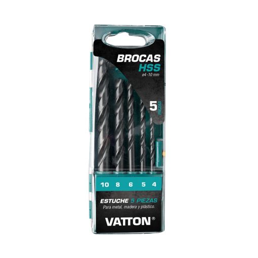 JUEGO BROCAS HSS VATTON 4 A 10 MM DIN 338 5 PIEZAS