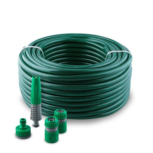 KIT MANGUERA JARDÍN POLIÉSTER ECO AKHUO 5/8" 10M