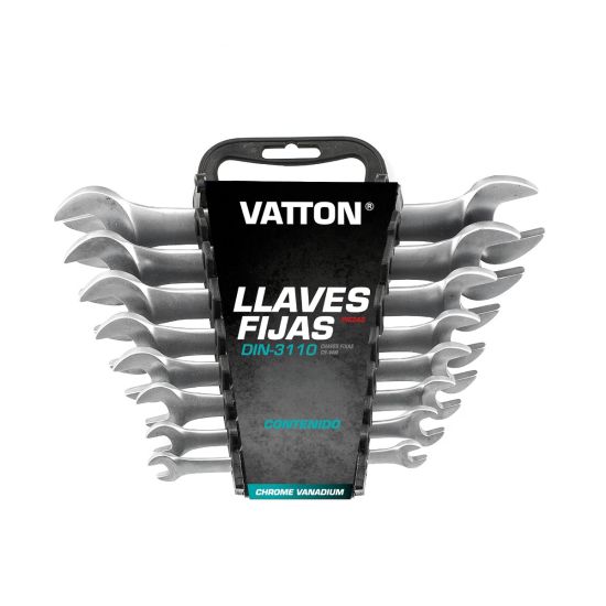 JUEGO LLAVE FIJA VATTON CROMO VANADIO DIN-3110 8 PIEZAS