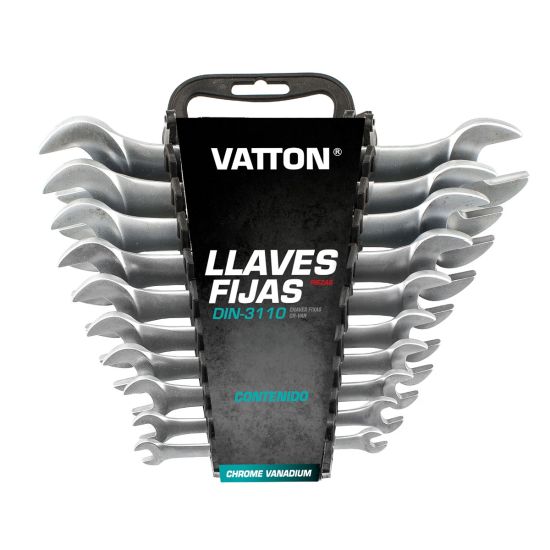 JUEGO LLAVE FIJA VATTON CROMO VANADIO DIN-3110 10 PIEZAS