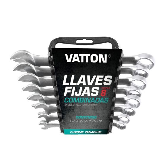 JUEGO LLAVE FIJA COMBINADA VATTON CR-V SATIN DIN-3113A 8 PIEZAS