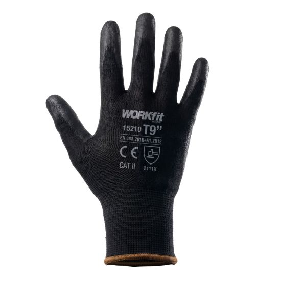 GUANTE POLIURETANO POLIÉSTER WORKFIT NEGRO TALLA 8