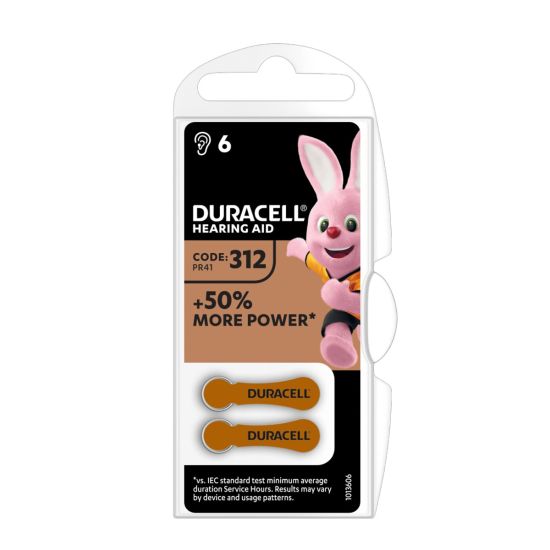 PILA DURACELL AUDÍFONO DA312 1,4V BLÍSTER (6 UNIDADES)