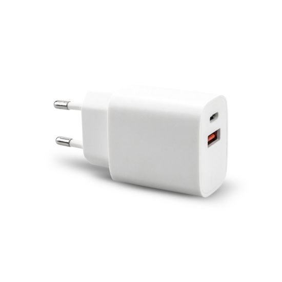 CARGADOR TIPO C + USB DOBLE 20W BLANCO