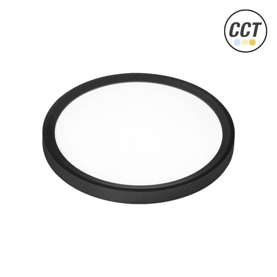 PANEL LED REDONDO SUPERFICIE NEGRO 230MM 18W 3CCT