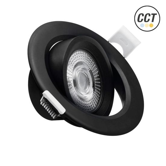 ARO LED BASCULANTE IP20 REDONDO PC NEGRO 7W CCT