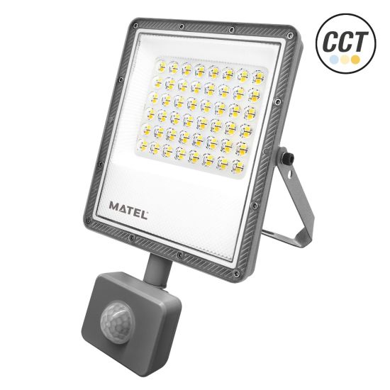PROYECTOR LED SENSOR PLANO MATEL GRIS 50W 3CCT