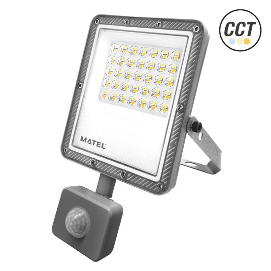 PROYECTOR LED SENSOR PLANO MATEL GRIS 30W 3CCT