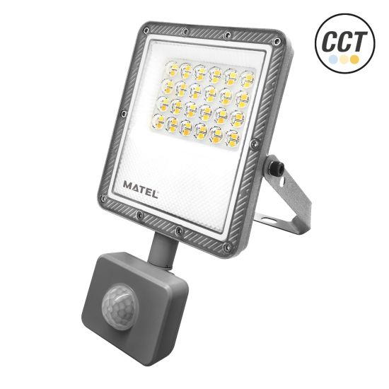 PROYECTOR LED SENSOR PLANO MATEL GRIS 20W 3CCT
