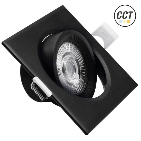 ARO LED BASCULANTE IP20 CUADRADO PC NEGRO 7W CCT