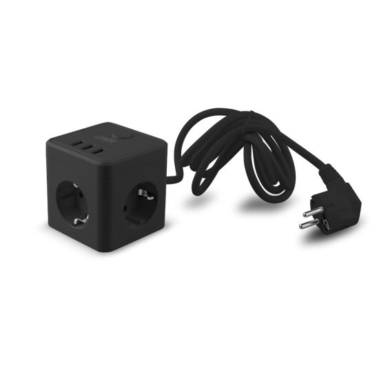 POWERCUBE 10A 3 TOMAS + 3USB ONLEX CABLE 1,5M NEGRO