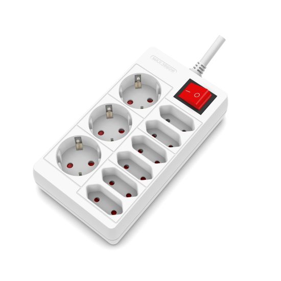 BASE ONLEX BLANCA 6+3TOMAS IP54 CON INTERRUPTOR Y CABLE 1,5MT