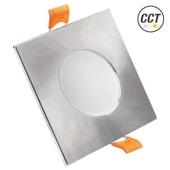 ARO LED FIJO MATEL IP65 CUADRADO NIQUEL 7W. CCT