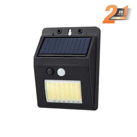 APLIQUE LED SOLAR MATEL SENSOR NEGRO 5W 2CCT