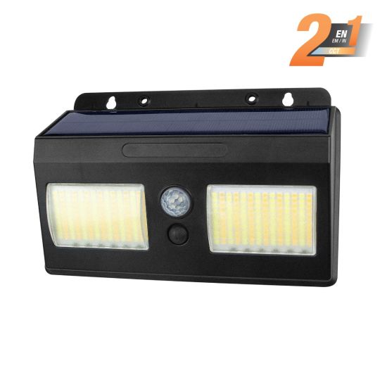 APLIQUE LED SOLAR MATEL SENSOR NEGRO 10W 2CCT