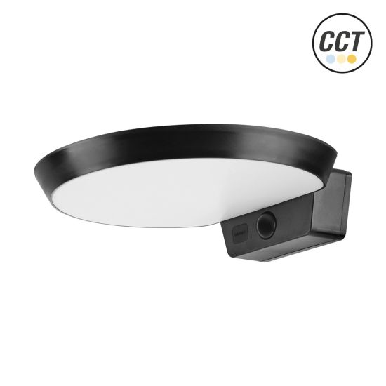 APLIQUE LED SOLAR NEGRO REDONDO IP54 6W CCT