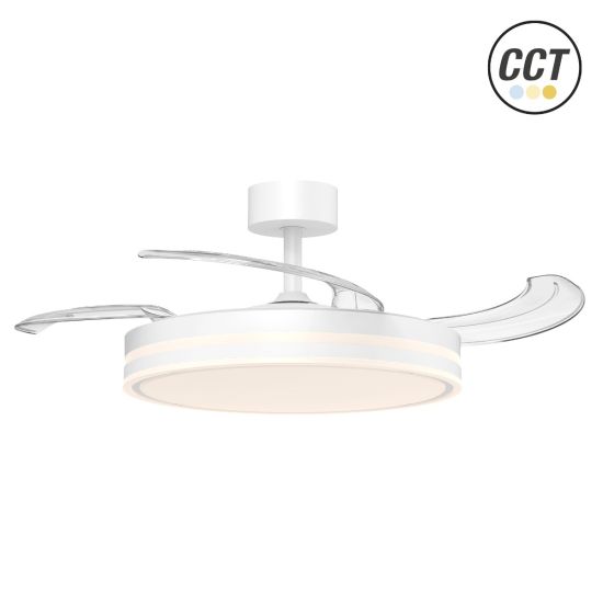 VENTILADOR TECHO RETRÁCTIL BLANCO LED REGULABLE 3 ASPAS 90CM KÜKEN 