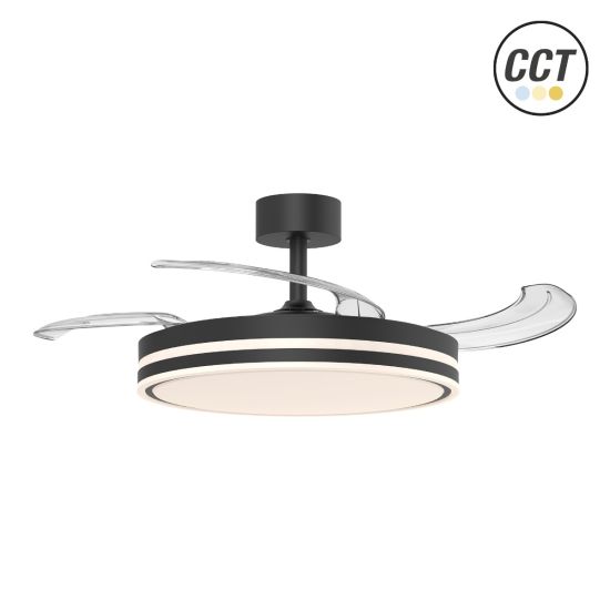 VENTILADOR TECHO RETRÁCTIL NEGRO LED REGULABLE 3 ASPAS KÜKEN 