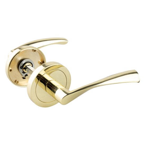 MANILLA ALUMINIO CURVA CON ROSETA 50MM LATÓN BRILLO