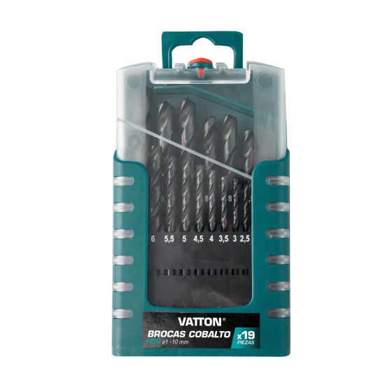 JUEGO BROCAS HSS VATTON 1 A 10 MM DIN 338 19 PIEZAS