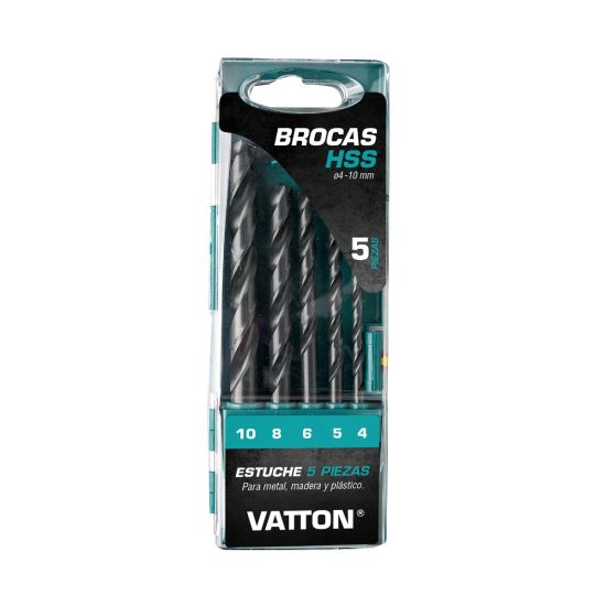 JUEGO BROCAS HSS VATTON 4 A 10 MM DIN 338 5 PIEZAS
