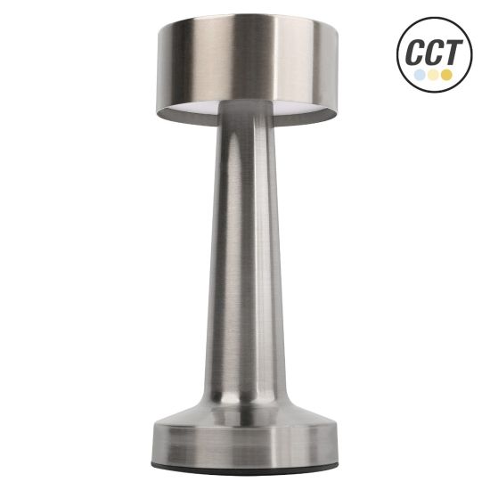 LÁMPARA BAJA PLANA RECARGABLE REGULABLE PLATA CCT MODELO MARBELLA
