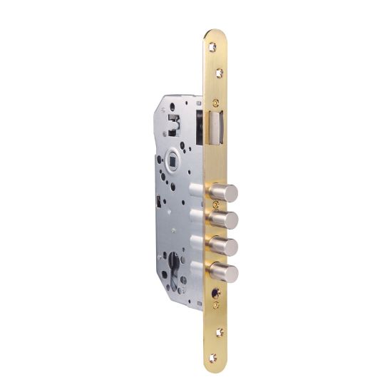 CERRADURA DE SEGURIDAD HANDLOCK PUERTA MADERA 50X85MM REDONDA LATONADA