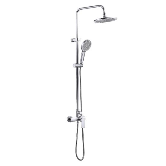 BARRA DE BAÑO MONOMANDO CON ROCIADOR REDONDO CORAL CROMO