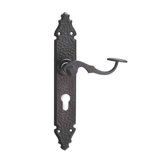 MANILLA FORJA HANDLOCK CON PLACA BOCALLAVE 275MM NEGRA