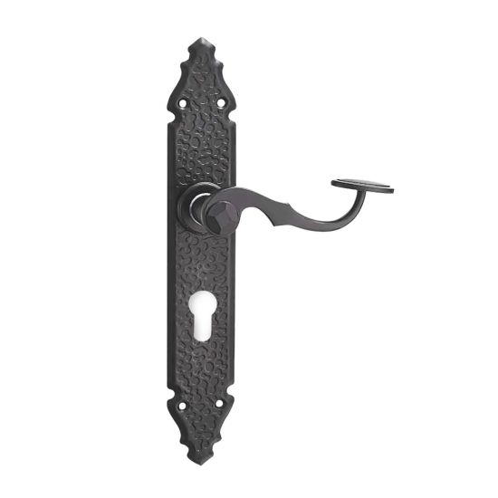 MANILLA FORJA HANDLOCK CON PLACA BOCALLAVE 275MM NEGRA