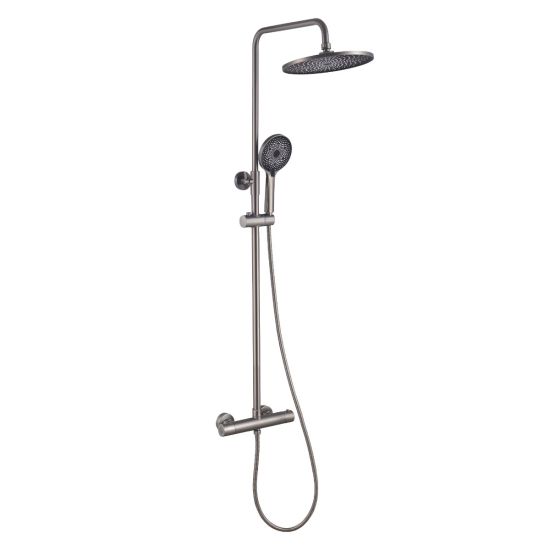 BARRA DE BAÑO TERMOSTÁTICA CON ROCIADOR REDONDO CORAL TITANIO MATE