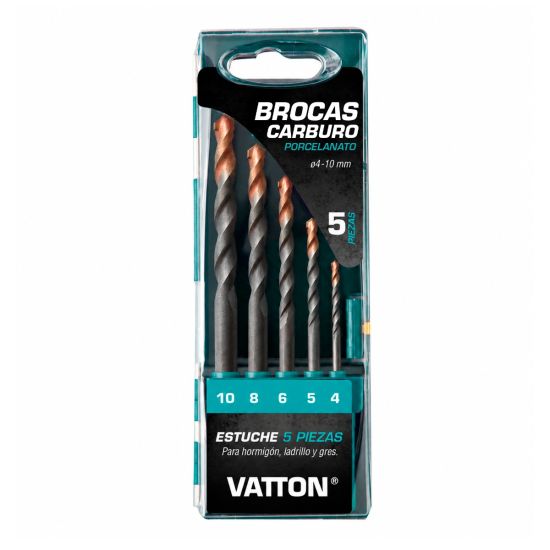 JUEGO BROCAS CARBURO PORCELANATO 4-10MM 5 PIEZAS