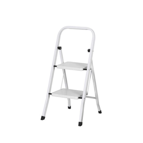 TABURETE ACERO AKHUO 2 PELDAÑOS BLANCO
