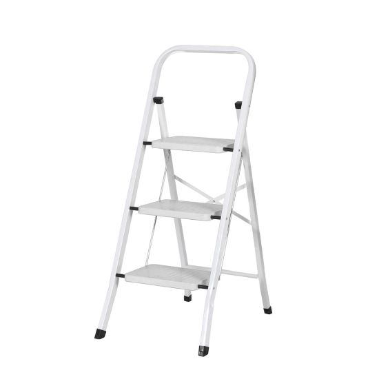 TABURETE ACERO AKHUO 3 PELDAÑOS BLANCO