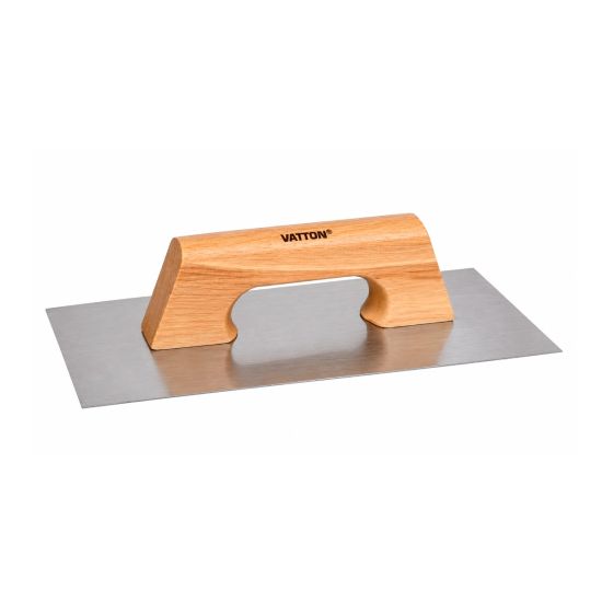 LLANA RECTANGULAR INOX CON MANGO MADERA VATTON 300x150MM